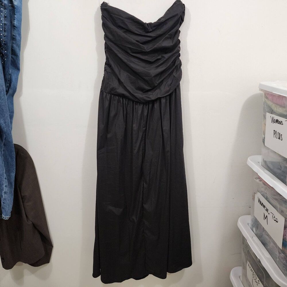 Peppermayo Carmel Strapless Maxi Dress Black Cotton Blend Lined Drop Waist Sz 10